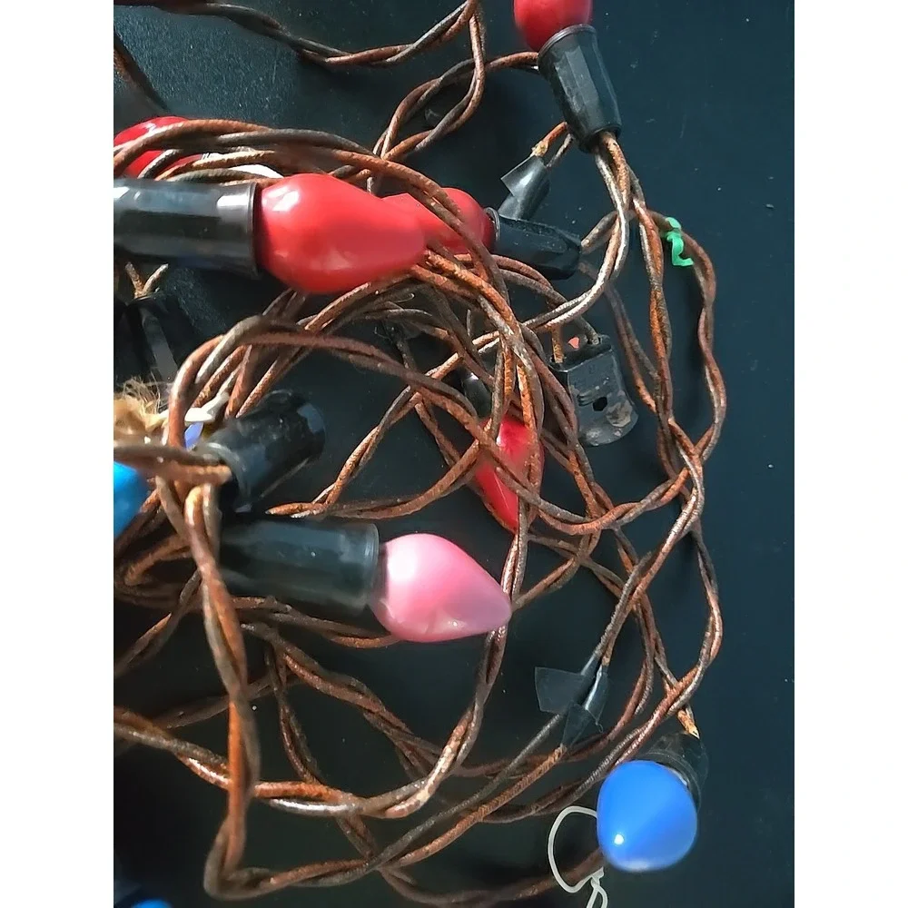 Vintage Antique Light Strands  Christmas Lights Red Blue